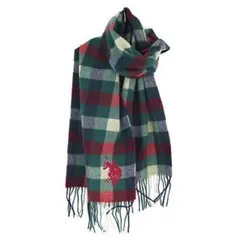 u.s. polo assn. 新品タグ箱付 マフラー グリーン×レッドチェック