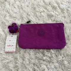 キプリング パープル ゴリラチャーム付き ポーチ 財布　Kipling