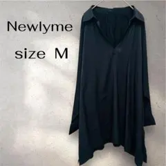 美品 ニューリーミー スキッパーシャツ チュニック丈 ドルマン ゆったり 黒 M