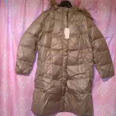 カーキ フード付き ダウンジャケット 4L