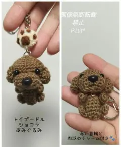 トイプードル ショコラ あみぐるみ 肉球つきキーホルダーのサムネイル