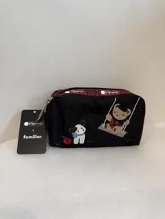 レスポートサック familiar ポーチくま刺繍　ブラックのサムネイル