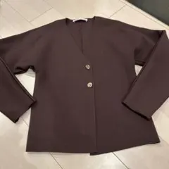ZARA ブラウン Vネックカーディガン S