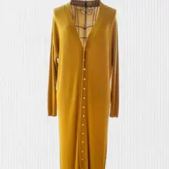 GALERIE VIE ウール100% ロングリブカーディガン イエロー S