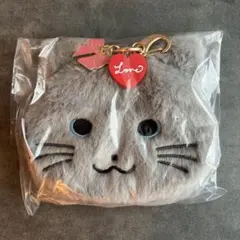 スタバ バレンタイン 2026 ファーポーチキャット グレー ポーチ