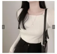 スクエアネックリブニットトップス［rut072］