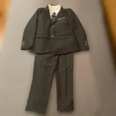 キッズ ダークグレー スーツ 2ボタンジャケット140