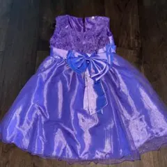 子供　120㎝　紫色 花柄リボン付きフォーマルドレス