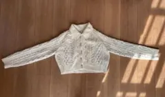 ZARA ビーズクロップドニットカーディガン S