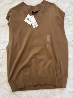 UNIQLO:C ブラウン Vネック ベスト Lサイズ