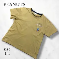 PEANUTS SNOOPY ポケット付きTシャツ LLサイズ カーキ