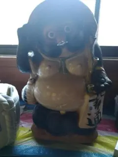 狸の置物 酒樽付き 陶器製 約60cm