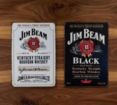 K413 ２枚セット アメリカ雑貨 JIM BEAM ブリキ看板 ウィスキーのサムネイル