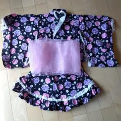 120センチ 浴衣ドレス 黒地 花柄