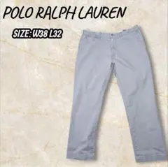 ポロラルフローレン フラットフロント チノパン 38/32 グレー 古着