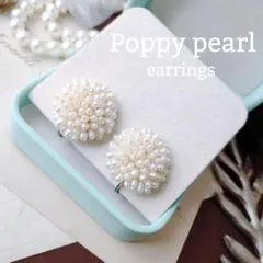 淡水真珠 ケシパール ラウンド イヤリング 編み込み 本真珠 天然素材 立体的