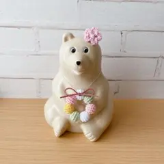 しろくま貯金箱 春満載セット 桜の耳飾り＆春色ミニリース