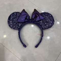 ディズニー　カチューシャ　紫　スパンコール