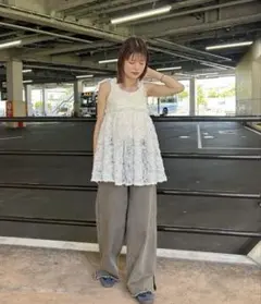 前後2way ウェーブ刺繍チュールチュニック