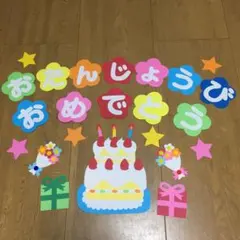 【お誕生日おめでとう】壁面飾り　ハンドメイド　保育園　幼稚園　小学校などのサムネイル