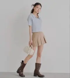Chico レイヤードケーブル刺繍ポロニット ネイビーのサムネイル