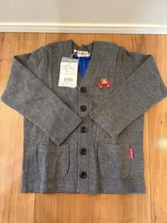 新品　フォーマル　グレー カーディガン 110cm 車の刺繍付き　ミキハウス