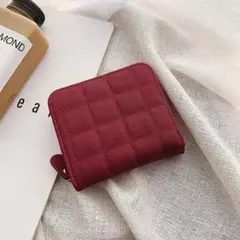 ミニウォレット 赤 レッド 財布 2つ折り コインケース キルティング