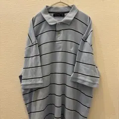 【NAUTICA 】古着 半袖 ポロシャツ ワンポイント刺繍ロゴ ボーダー柄XL