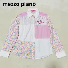 メゾピアノ パッチワーク 長袖シャツ レース 花柄 チェック ロゴ刺しゅう