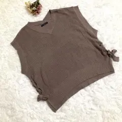 ハニーサックルローズ ベスト リブニット Vネック ブラウン Mサイズ