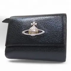 ヴィヴィアンウエストウッド 三つ折り財布 ビッグオーブ 黒 シボ革 オーブ L字