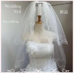 新品　ウェディング　ベール　ショートベール　スカラップ刺繍