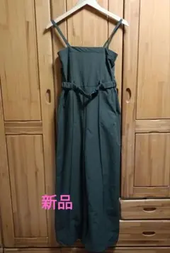 カーキグリーン サロペットパンツ ベルト付き