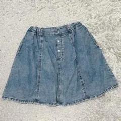 GU ライトデニム　フロントボタンスカート　フレア［160］ブルー系