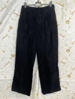 ブラック コーデュロイ ワイドパンツ