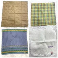 新品アウトレット品　ハンカチ　ミニタオル　４枚セット　Burberryバーバリー