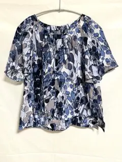 NARACAMICIE ナラカミーチェ サテンフラワー半袖ボウタイブラウス