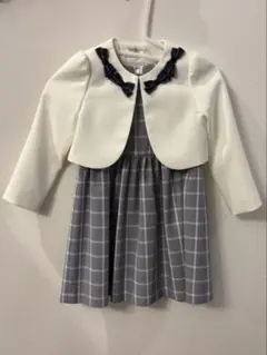 子供用 ワンピース フォーマル 3点セット チェック アンサンブル 115cm