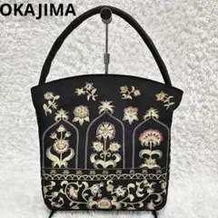 岡重 OKAJIMA 正絹 絹100% 花柄 和装バッグ 日本製　ハンドバッグのサムネイル
