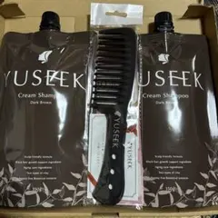 YUSEEK クリームシャンプー ダークブラウン 350g ２パック、コーム YUSEEK クリームシャンプー ダークブラウン 350g 2個 専用コーム付き