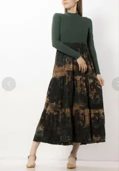 Desigual コンビネーションミディワンピース　グリーン