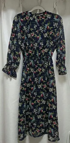 chocol raffine robe 花柄 ロング 원피스 ネイビー
