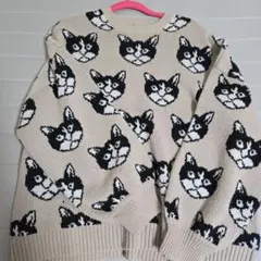 SPRY PREMIUM 猫デザイン ニットセーター Fサイズ