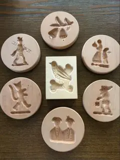 北枝園 和菓子道具 干菓子木型 16種類 落雁 2枚セット チェリー材 和