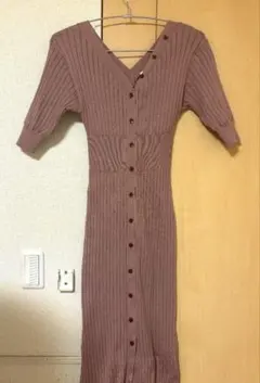 snidel フロントボタンニットワンピース　ピンク