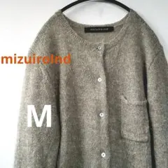 【匿名配送】 ミズイロインド カーディガン モヘア混 ベージュ ゆるふわ Mのサムネイル