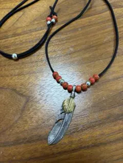 上金フェザーネックレス　アクセ　インディアンジュエリー　アメカジ　キムタク　黒のサムネイル