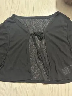 リブ編みダークグレーカーディガン