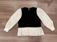 ZARA 長袖シャツ S 黒・白・プリーツ