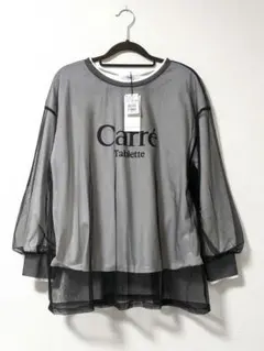 ヤマダヤ vin チュールレイヤードロゴTシャツ　シースルーロンT